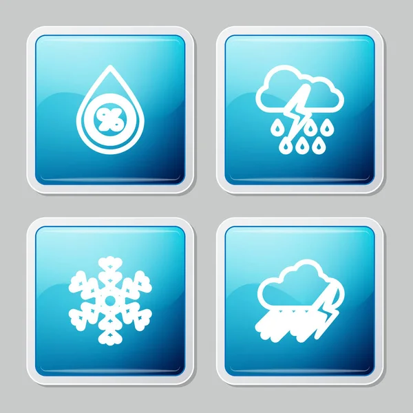 Set Line Water Drop Percentage Cloud Rain Lightning Snowflake Icon — 图库矢量图片