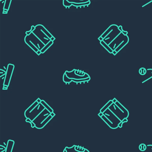 Set Line Baseball Boot Shirt Bat Seamless Pattern Vector — Stockový vektor