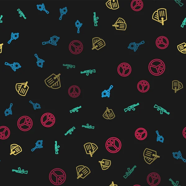 Hattı ayarla, Howitzer, makineli tüfek, askeri künye ve barış. Vektör