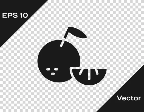 Black Citrus fruit icon isolated on transparent background. Orange in a cut. Healthy lifestyle. Vector — Image vectorielle