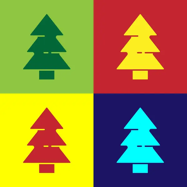 Pop-Art-Weihnachtsbaum Symbol isoliert auf farbigem Hintergrund. Frohe Weihnachten und ein gutes neues Jahr. Vektor — Stockvektor