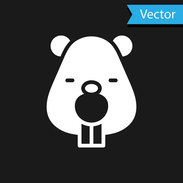 White Beaver animal icon isolated on black background. Vector — Vetor de Stock