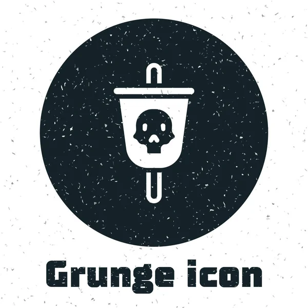 Grunge Pirate Flagge Ikone isoliert auf weißem Hintergrund. Monochrome Vintage-Zeichnung. Vektor — Stockvektor