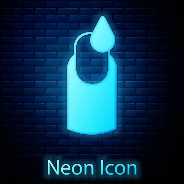 Zářící neon Manikúra ikona izolované na pozadí cihlové zdi. Vektor — Stockový vektor