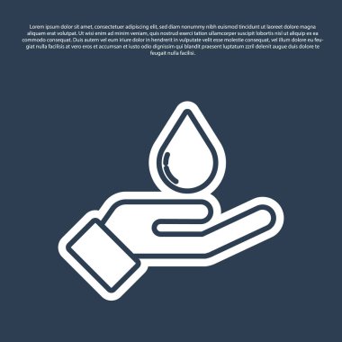 Mavi çizgi, mavi arka planda izole edilmiş sabun ikonu ile ellerini yıkıyor. Virüs ve bakterileri önlemek için ellerini sabunla yıkıyorsun. Vektör.