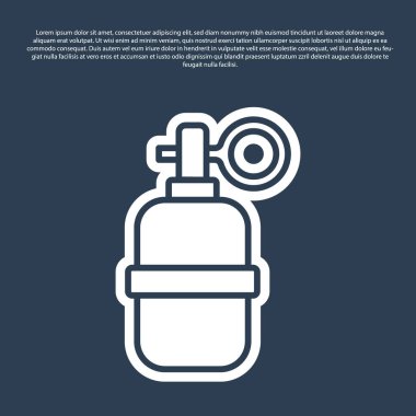 Mavi çizgili el bombası ikonu mavi arka planda izole edildi. Bomba patlaması. Vektör