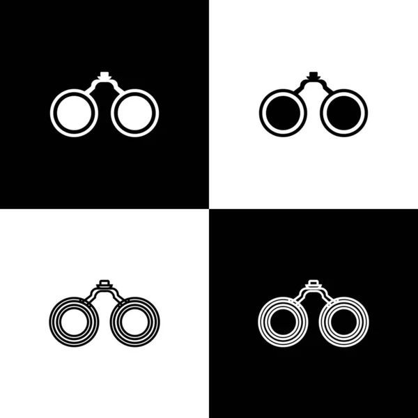 Set Binoculars icon isolated on black and white background. Find software sign. Spy equipment symbol. Vector — Stock Vector