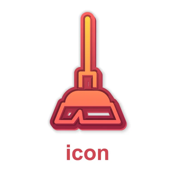 Gold Handle broom icon isolated on white background. Cleaning service concept. Vector — Stockvektor