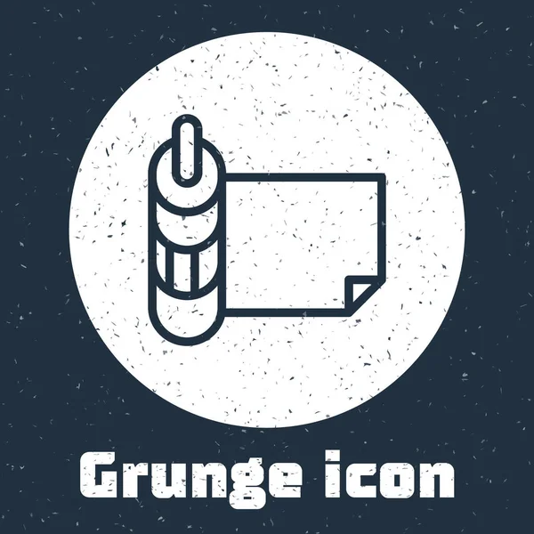 Línea Grunge Rollo de papel icono aislado sobre fondo gris. Dibujo vintage monocromo. Vector — Vector de stock