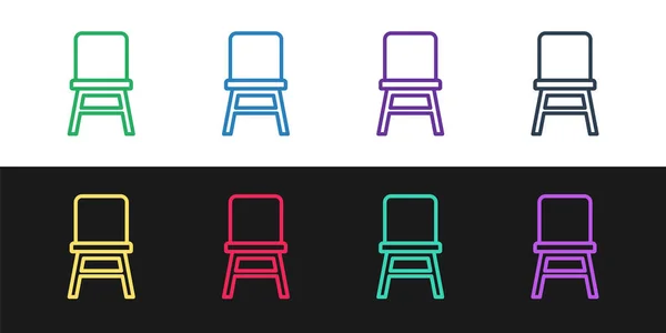 Setzen Sie Linie Stuhl-Symbol isoliert auf schwarz-weißem Hintergrund. Vektor — Stockvektor