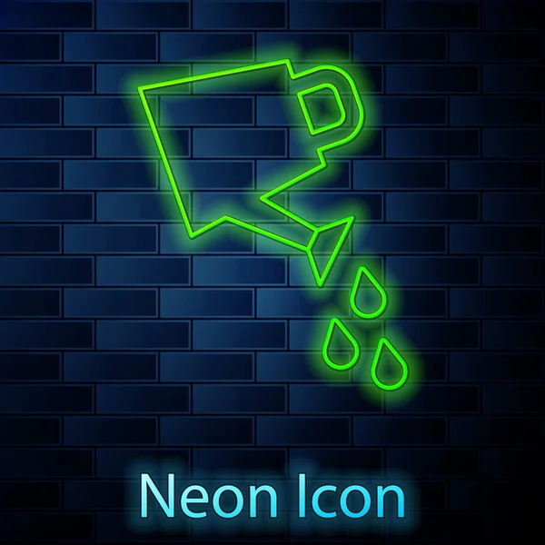 Lysende neonledning Vanning kan isolere ikon på murveggens bakgrunn. Vanningssymbol. Vektor – stockvektor