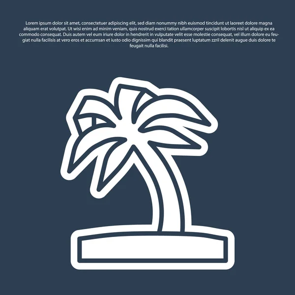 Blaue Linie Tropische Palme Symbol isoliert auf blauem Hintergrund. Kokospalme. Vektor — Stockvektor