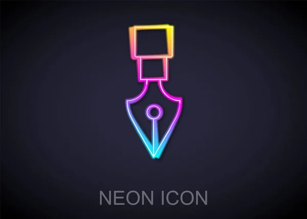 Leuchtende Neon-Linie Füllfederhalter-Symbol isoliert auf schwarzem Hintergrund. Stift-Werkzeug-Zeichen. Vektor — Stockvektor