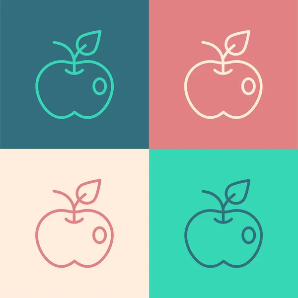 Pop-Art-Linie Apple-Symbol isoliert auf farbigem Hintergrund. Übergewicht. Gesunde Ernährung. Fitness-Diät. Vektor — Stockvektor
