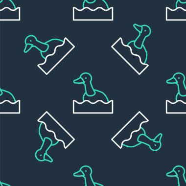 Çizgili uçan ördek simgesi siyah arka planda izole edilmiş. Vektör