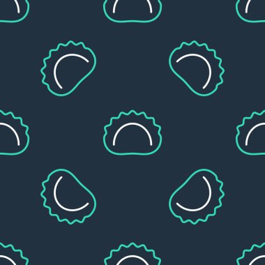 Çizgi Hamur köfteleri simgesi siyah arkaplanda izole edilmiş. Pierogi, varenyky, pelmeni, ravioli. Geleneksel Ukrayna yemekleri. Vektör