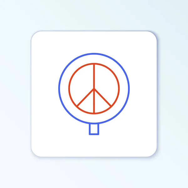 Ícone de paz de linha isolado no fundo branco. Símbolo hippie da paz. Conceito de esboço colorido. Vetor — Vetor de Stock