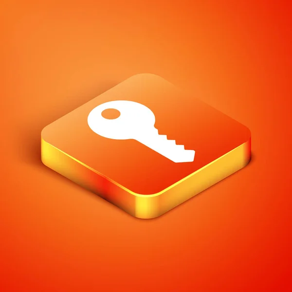 Isométrique Maison icône clé isolé sur fond orange. Vecteur — Image vectorielle