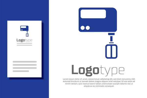 Blaues elektrisches Mischpult-Symbol isoliert auf weißem Hintergrund. Küchenmixer. Logo-Design-Vorlage Element. Vektor — Stockvektor