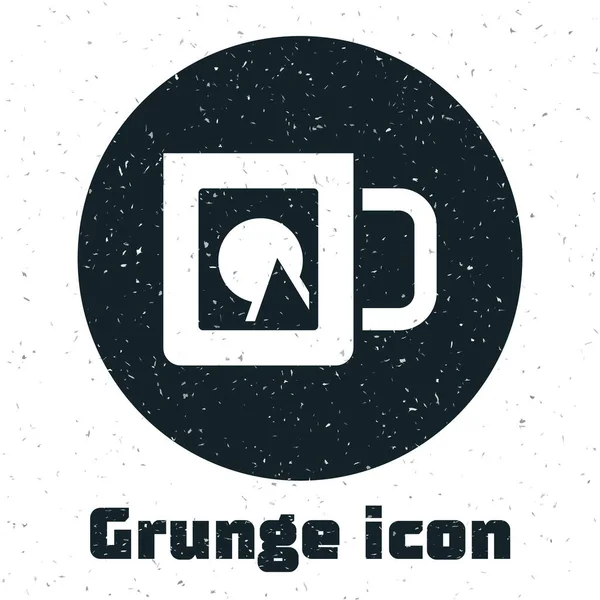 Grunge icono taza de café aislado sobre fondo blanco. Quita la huella. Dibujo vintage monocromo. Vector — Vector de stock