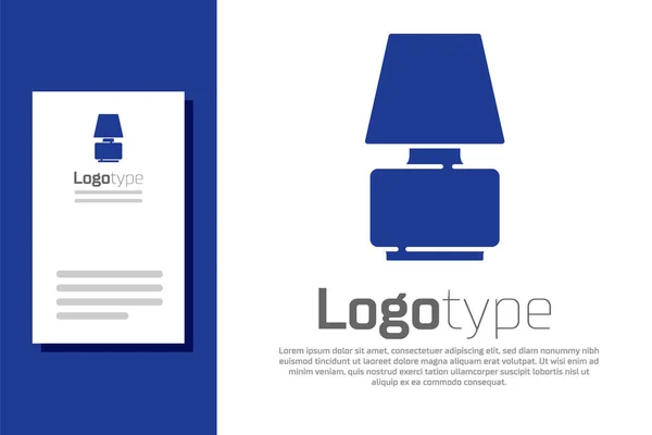 Icona lampada da tavolo blu isolata su sfondo bianco. Elemento modello di design logo. Vettore — Vettoriale Stock