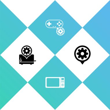 Tost makinesi ayarları, mikrodalga fırın, av alanı ve ayar simgesi. Vektör