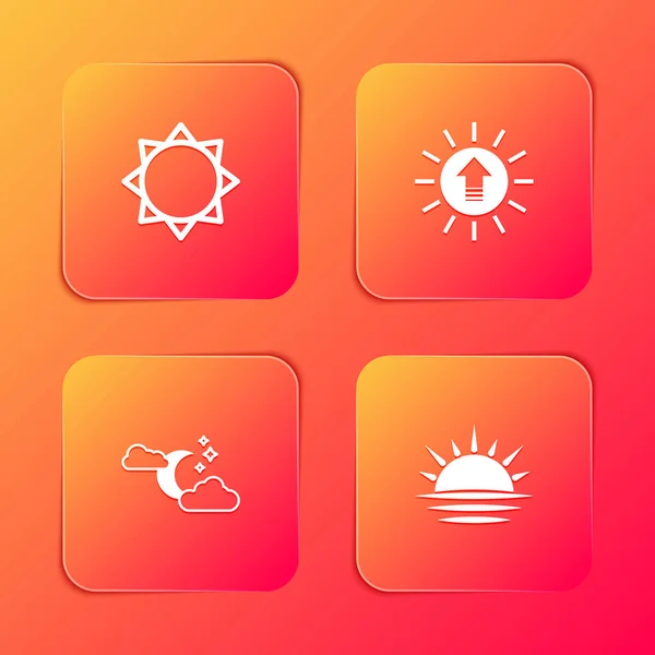 Set Sun, Sunset, Cloud with moon and stars and icon. Vector — 스톡 벡터