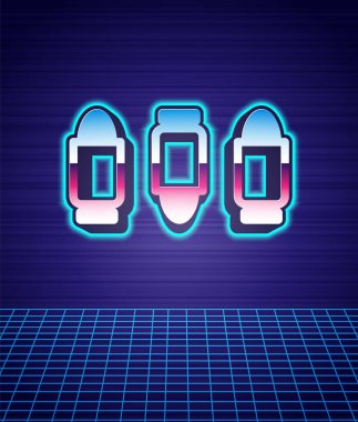 Retro tarzı kurşun ikonu, gelecekteki manzara görüntülerini izole etti. 80 'lerin moda partisi. Vektör