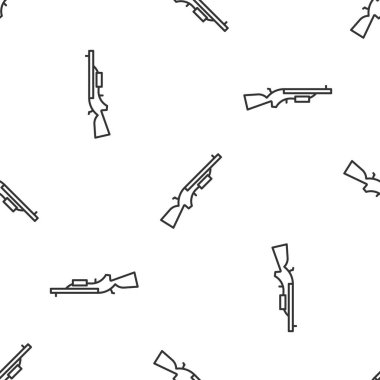 Gri çizgi Shotgun ikonu beyaz arka planda kusursuz desen izole etti. Avcı silahı. Vektör