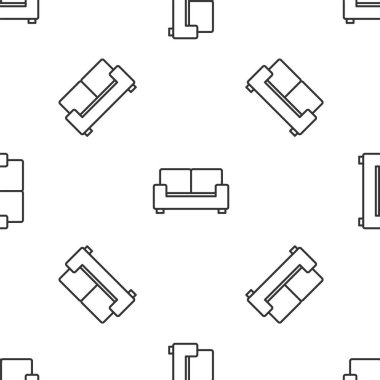 Gri çizgi kanepe simgesi beyaz arkaplandaki kusursuz deseni izole etti. Vektör
