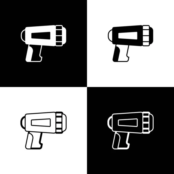 Set Flashlight for diver icon isolated on black and white background. Diving underwater equipment. Vector — Stockvector