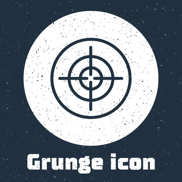 Grunge line Target sport icon 고립 된 회색 배경에. 사격거리나 사격 거리에 대한 숫자로 목표물을 깨끗하게 한다. 모노크롬 빈티지그리기. Vector — 스톡 벡터