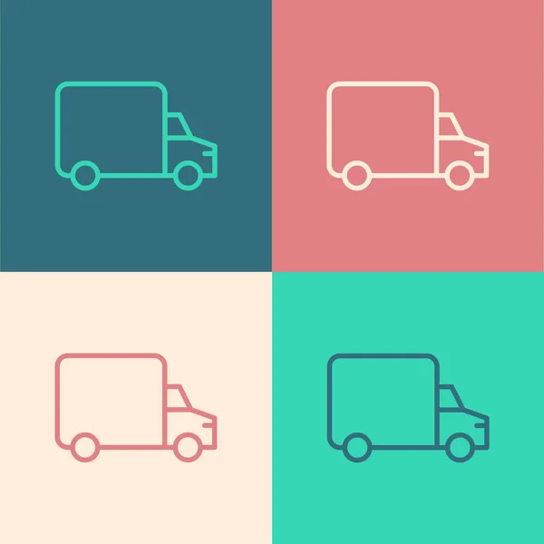 White Delivery cargo truck vehicle icon isolated on black background. Vector — Stock Vector