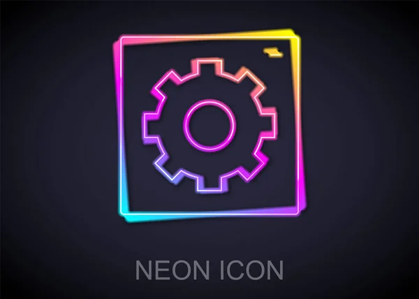 Glowing neon line Setting icon isolated on black background. Tools, service, cog, gear, cogwheel sign. Vector — Stock Vector