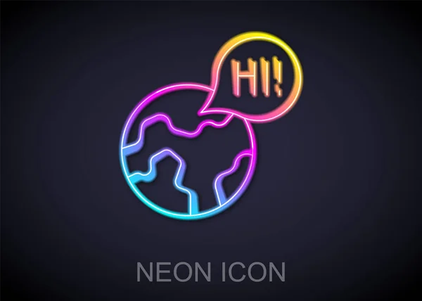 Ragyogó neon vonal Idegen nyelvek elszigetelt ikon fekete háttér. Fordítás, nyelvi tolmács és kommunikáció. Vektor — Stock Vector