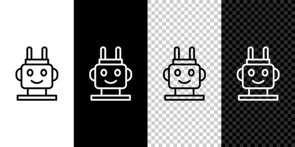 Set line Robot juguete icono aislado en blanco y negro, fondo transparente. Vector — Archivo Imágenes Vectoriales