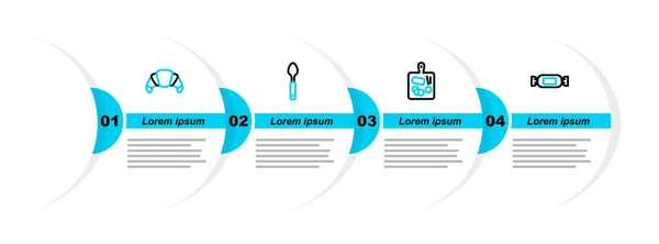 Set Line Caramelo Tabla Cortar Cuchara Croissant Icono Vector — Archivo Imágenes Vectoriales