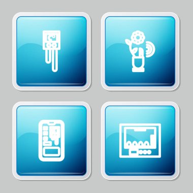 Hat sıcaklığı ve nem sensörü, akıllı tarım teknolojisi, kontrol sistemi ve yumurta ikonu için kuluçka makinesi ayarlayın. Vektör.