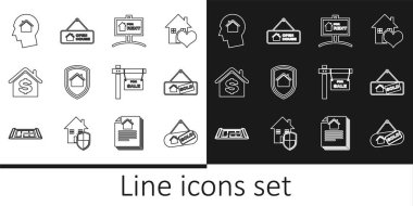 Ev satışı ve açık ikon alma hayalleri kuran koruma altında Kiralık Ev 'e Satıldı tabelasını as. Vektör.