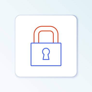 Satır Kilidi simgesi beyaz arkaplanda izole edildi. Asma kilit işareti. Güvenlik, güvenlik, koruma, gizlilik kavramı. Renkli taslak konsepti. Vektör