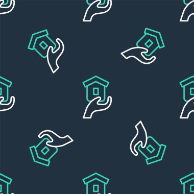 Evsiz ikonlar için çizgi barınağı siyah arka planda izole edilmiş pürüzsüz desen. Acil durum evleri, evsiz dilenciler ve insanlar için geçici ikametgah. Vektör