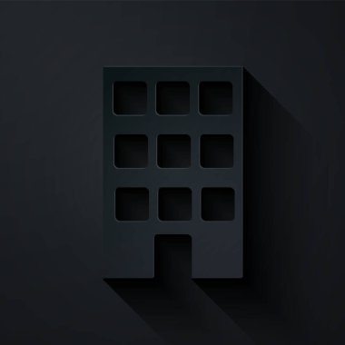 Kağıt kesiği ev simgesi siyah arkaplanda izole edilmiş. Ev sembolü. Kağıt sanatı tarzı. Vektör.