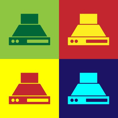 Pop Art Kitchen sökücü fan simgesi renk arkaplanında izole edildi. Mutfak kaputu. Mutfak egzozu. Ev aletleri. Vektör.