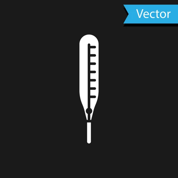 Белый Медицинский Термометр Медицинской Экспертизы Значок Изолирован Черном Фоне Векторная — стоковый вектор