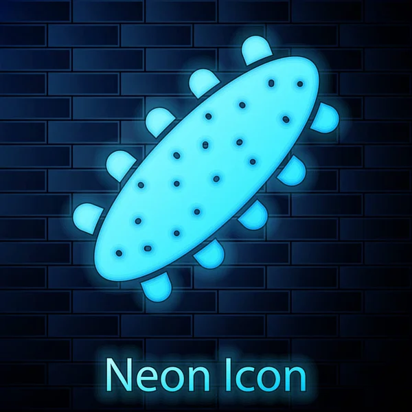 Leuchtende Neon Seegurken Ikone Isoliert Auf Backsteinmauer Hintergrund Meeresnahrung Vektor — Stockvektor