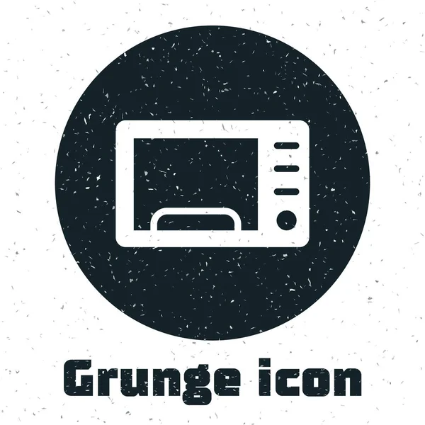 Grunge Ícone Forno Microondas Isolado Fundo Branco Ícone Eletrodomésticos Desenho — Vetor de Stock