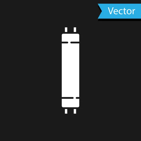 Branco Longa Luminescência Fluorescente Ícone Lâmpada Poupança Energia Isolado Fundo — Vetor de Stock