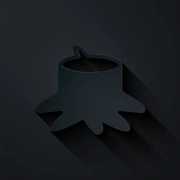 Иконка Пня Дерева Вырезанная Бумагой Выделена Черном Фоне Бумажный Стиль — стоковый вектор