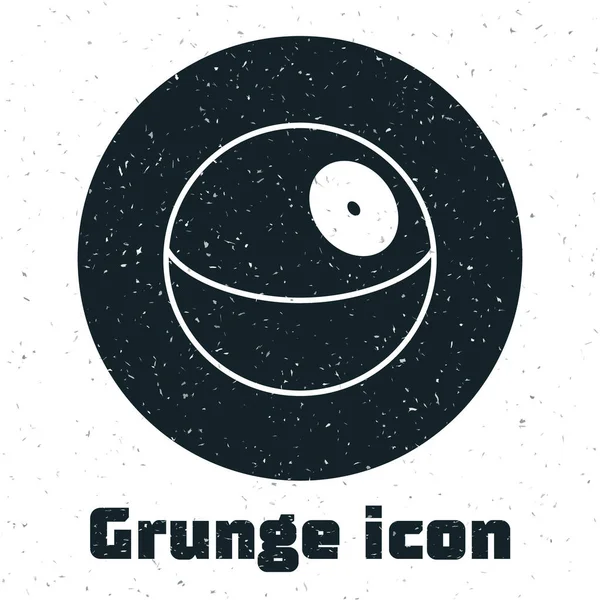 Ícone Planeta Grunge Isolado Fundo Branco Desenho Vintage Monocromático Vetor — Vetor de Stock