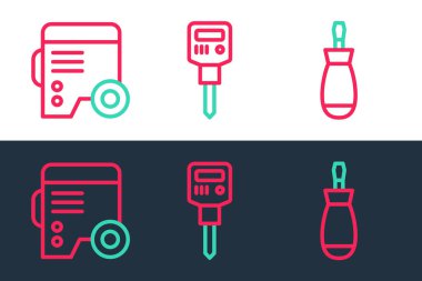 Tornavida güç jeneratörünü ve inşaat matkabı simgesini ayarla. Vektör.